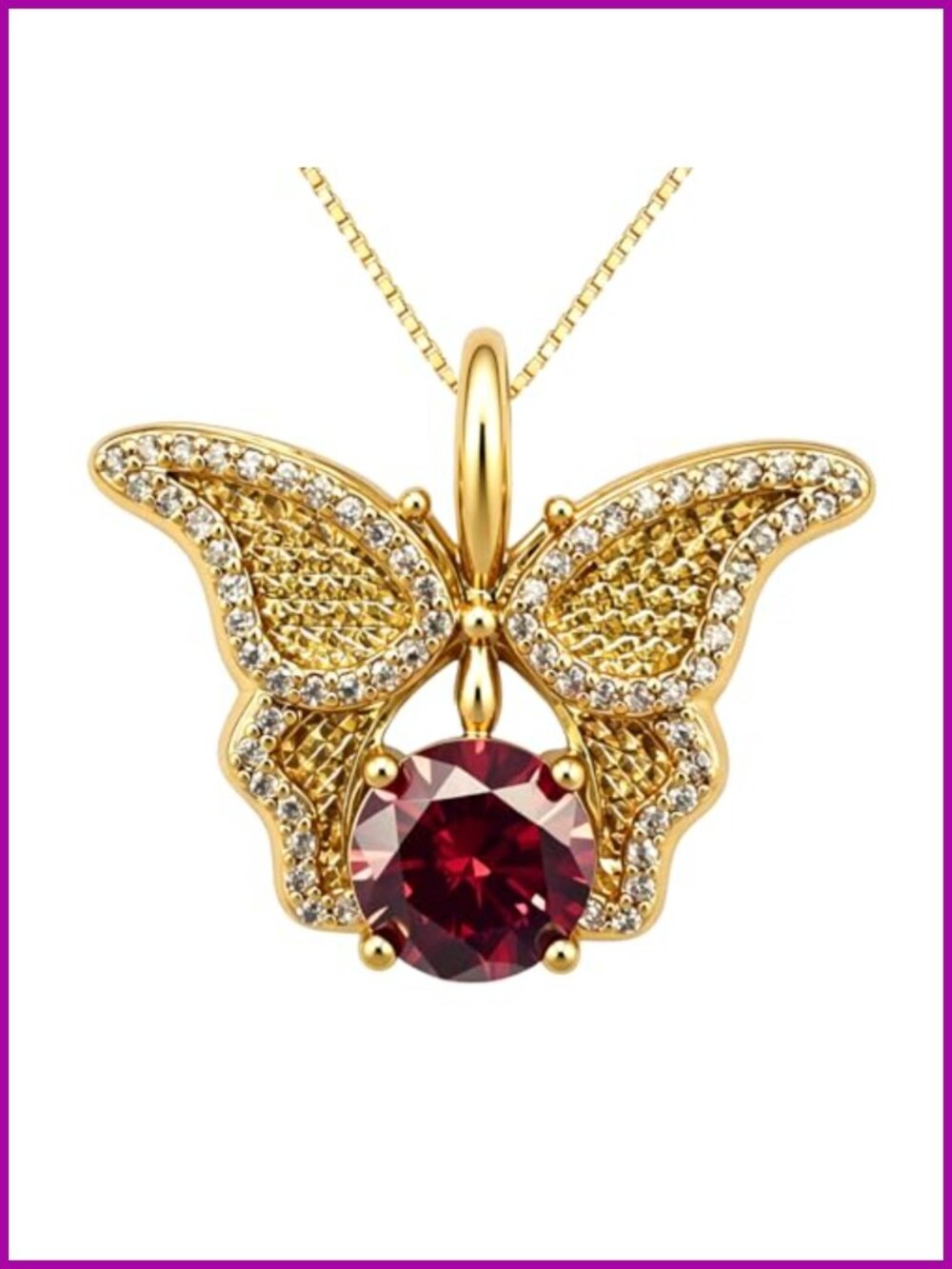 18K Gold Plated Butterfly Pendant Necklace Filigree Daily Wear Jewelry Gift